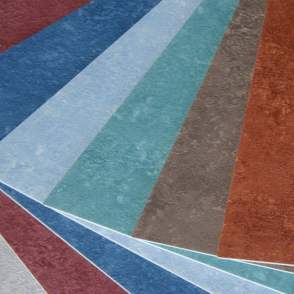 A variety of colors of vinyl flooring